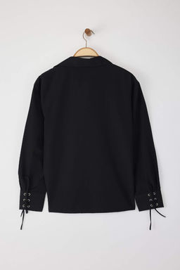 Siyah Onu Bagc?k Detayl? Oversize Gomlek TWOAW26GO00010