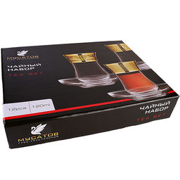 GR42021+54201-06 Набор 6 стакан/блюдца 120 мл Сияющий графит стекло (х5) - Mayer&boch фото 6