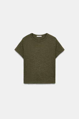 CAMISETA ALGOD?N MANGA CORTA / Khaki - Zara фото 6