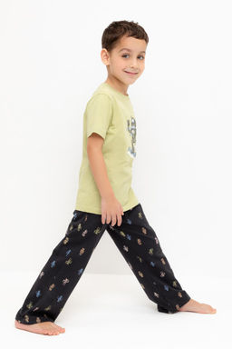 К 1599/лаймовый крем,цветные роботы пижама дет