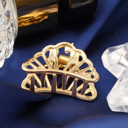 Цена за 6 шт. Крабик для волос «Маргарита», дуга полоски, 2.5 см, золото