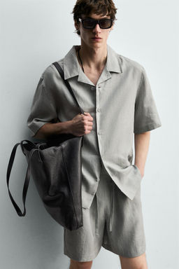 BERMUDA RELAXED FIT 100% LINO / Gris claro