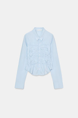 POPLIN SHIRT WITH ELASTIC GATHERING - Zara фото 5