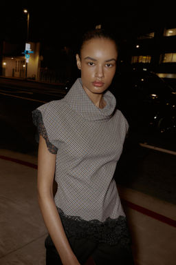 HOUNDSTOOTH LACE TOP - Zara фото 17
