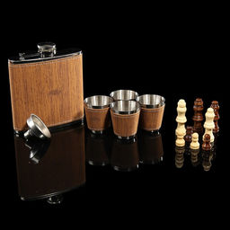 Набор 7 в 1: фляжка 8 oz, 4 рюмки, воронка, шахматы, 18 х 24 см - Simaland фото 3