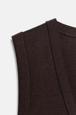 CAMISETA ALGOD?N  ESCOTE PICO / Marr?n - Zara фото 7