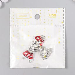 Цена за 4 шт. Декор для творчества металл, эмаль, страза «Колокольчики новогодние» 2×2.2 см