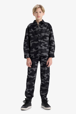 Jogger Fit Kamuflaj Desenli Gabardin Pantolon Erkek _ocuk - Defacto фото 4