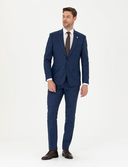 _ndigo Slim Fit _izgili Tak_m Elbise
