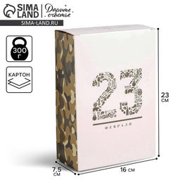 Цена за 2 шт. Коробка подарочная складная, упаковка, «23 февраля», 16×23×7.5 см