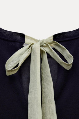 FINE KNIT SWEATER WITH CONTRAST BOW - Zara фото 8