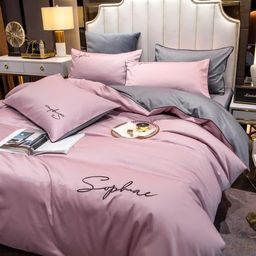 КПБ Mency однотонный с вышивкой MENO017 1.5 спальный