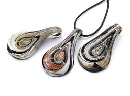 Муранское стекло украшения Лист 30*60мм цв.черный