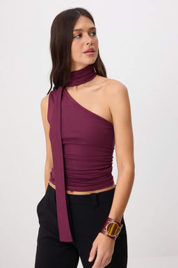 Haki Fitted/Vucuda Oturan Asimetrik Yaka Baglama Detayl? Yumusak Orme Bluz TWOSS26BZ00480 - Trendyolmilla фото 10