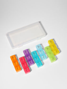 Таблетница - органайзер «Неделька», съёмные ячейки, утро/день/вечер, 17.4×8.2×2.5 см, 7 контейнеров по 3 секции, разноцветная