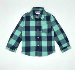 Детская рубашка в клетку с воротником бирюзовая Mini Hippy SAM 046 - Caimano фото 8