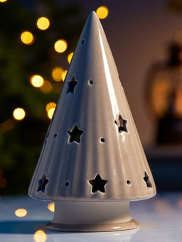 Светодиодная фигура «Ёлочка бежевая», 16.7×9.7×9.7 см, 1 LED, керамика, от батареек LR44×3, тёплый белый свет