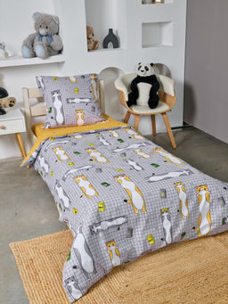 Постельное белье детское поплин без молнии с 1 наволочкой - Кот-батон 1,5 сп. (1 нав.70x70)