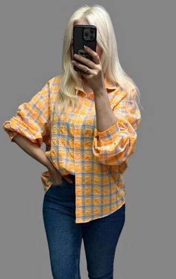 K13737 Рубашка OVERSIZE ОРАНЖЕВЫЙ