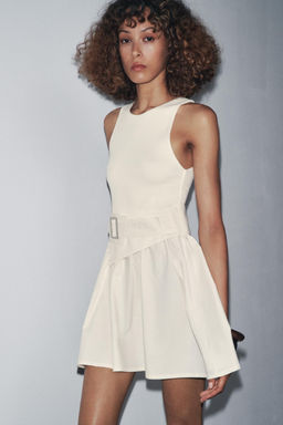 TWILL DRESS WITH CONTRAST BELT - Zara фото 2