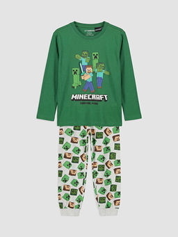 Minecraft Bask?l? Erkek ?ocuk Pijama Tak?m