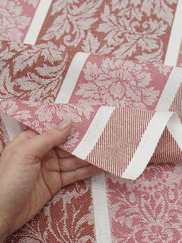 Холст полотенечный жаккард Венеция цв.терракотовый/розовый, ш.0.5м, лен-30%, хл-70%, 210гр/кв.м - Купава фото 4