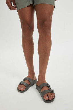 Мужские тапочки Eva на плоской подошве с двойной полосой - Defacto фото 2