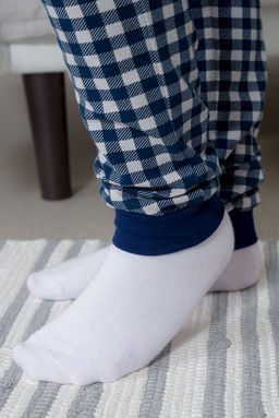 Пижама подростковая из кулирки пенье на манжетах Дрёма клетка синяя - Амадэль фото 12