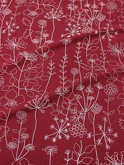 Теплый хлопок Флора - пунктир цв.бордовый, ш.1.50м, хлопок-100%, 160гр/м.кв