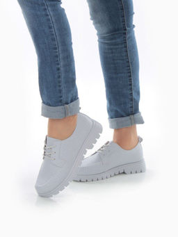 03-PDD161-5 GRAY/LT. BLUE Полуботинки женские (натуральная кожа)