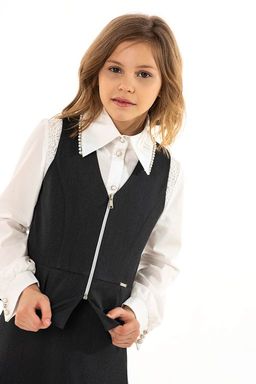 Синий школьный жилет для девочки Mooriposh, модель 1113  фото 9