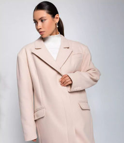 Пальто #ОБШ2850, кремовый