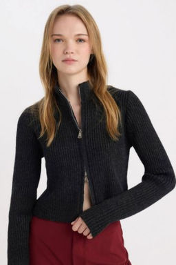 Slim Fit Dar Kesim Yar?m Bal?kc? Yaka Triko H?rka