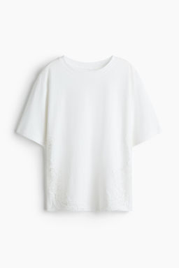 Camiseta de algod?n con inserciones de encaje