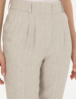 Bej Keten Kar___ml_ Carrot Fit Pantolon