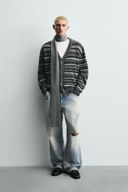 STRIPED JACQUARD CARDIGAN