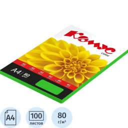 Бумага цветная Комус Color (зеленый интенсив), 80г, А4, 100 л. фото 2