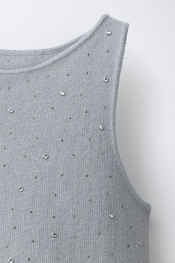 TOP PUNTO BRILLOS / Gris / Azul