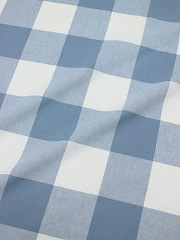 Вареный (стираный) хлопок Клетка (6.5*6.5см) цв.лазурно-серый винтаж, ш.2.5м, хл-100%, 115гр/м.кв