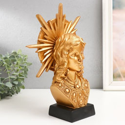 Бюст фигурка полистоун «Африканка и нимб с лучами», золото, 27.5×20.3×9 см