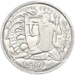 Монета 10 лир 1973 года Сан-Марино