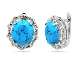 Серьги из серебра бирюза пресс., МЦВ970