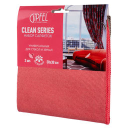 52421 GIPFEL Набор салфеток CLEAN SERIES 2 штуки, 30х30 см, для стекол и зеркал 1 шт, универсальная 1 шт. Состав: 80% полиэстер, 20% полиамид.  фото 2