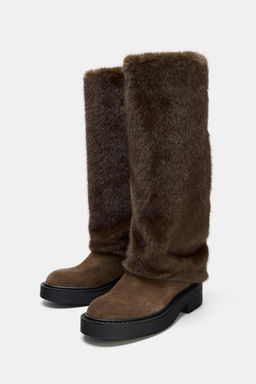 FLAT FAUX FUR BOOTS - Zara фото 4