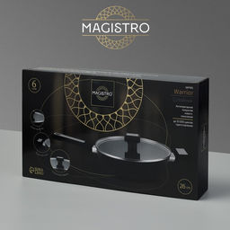 Сковорода Magistro Warrior, d=26 см, h=7 см, кованый алюминий, со стеклянной крышкой, ручка soft-touch, антипригарное покрытие, индукция, чёрная  фото 7