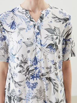 Ka??k Yaka ?i?ekli Bluz