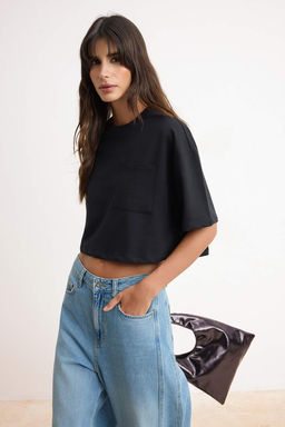 Kahverengi Boxy Dusuk Kol K?sa Kollu %100 Pamuk Orme T-Shirt TWOSS26TS00185 - Trendyolmilla фото 6