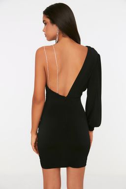 TRENDYOLMILLA K?rm?z? Parlak Tasl? Orme S?k Mini Abiye Elbise TPRSS22EL0451 фото 5