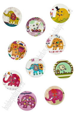 Пуговицы декоративные 30 мм с рисунком "Слон" (20 шт) SF-2184