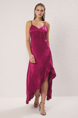 TRENDYOLMILLA Haki A-Kesim V Yaka Saten Dokuma Uzun S?k Abiye & Mezuniyet Elbise TPRSS25AE00012 фото 2